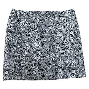 Talbots navy & white paisley print mini skirt. Lined.Cotton. Zip. Womens. Sz 18